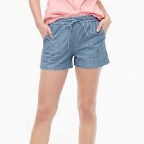 JCrew seaside pull on shorts in chambray - Picture 5 of 9